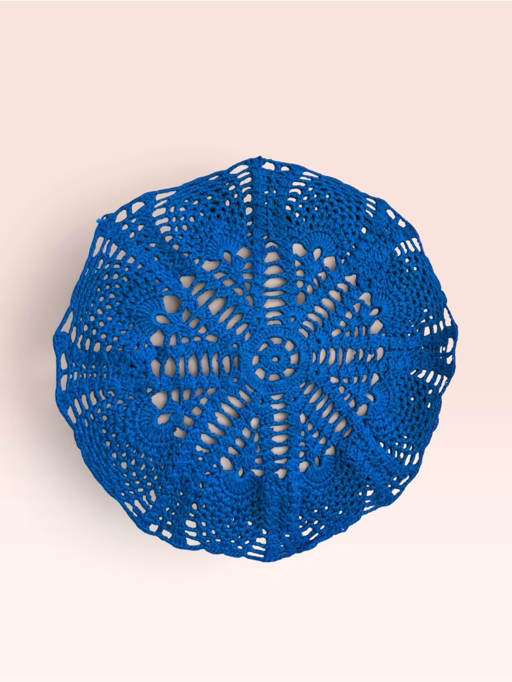 Handmade Blue Crochet Doily 12" Round Floral Lace Table Centerpiece